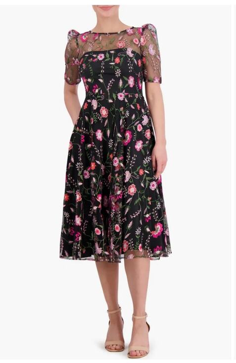 Eliza J Dresses & Skirts - Eliza J Embroidered Illusion Neck Cocktail Dress - Size 4 (new)